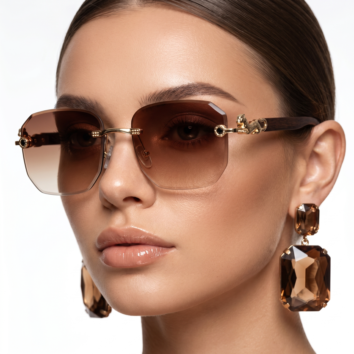 Stylish unisex rimless sunglasses with full UV protection, a sleek fashion accessory for all.