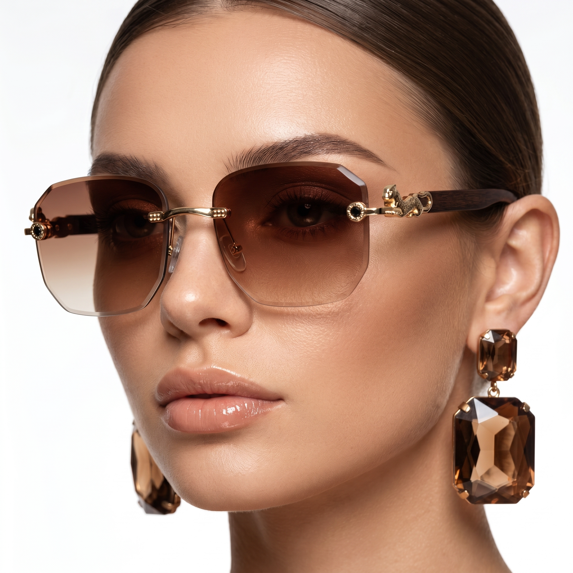 Stylish unisex rimless sunglasses with full UV protection, a sleek fashion accessory for all.