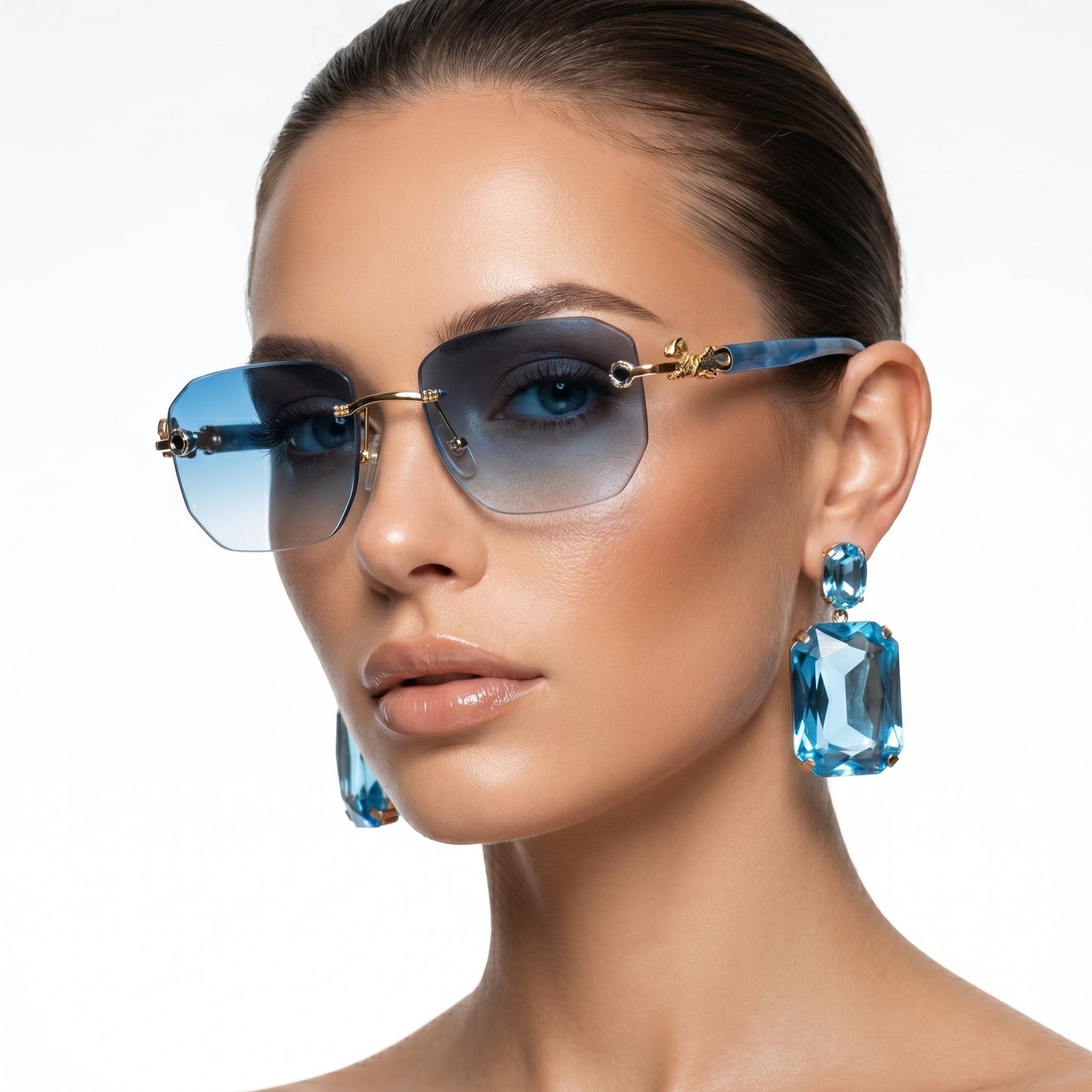 Lightweight unisex rimless shades, offering essential UV protection and a modern, minimalist look.