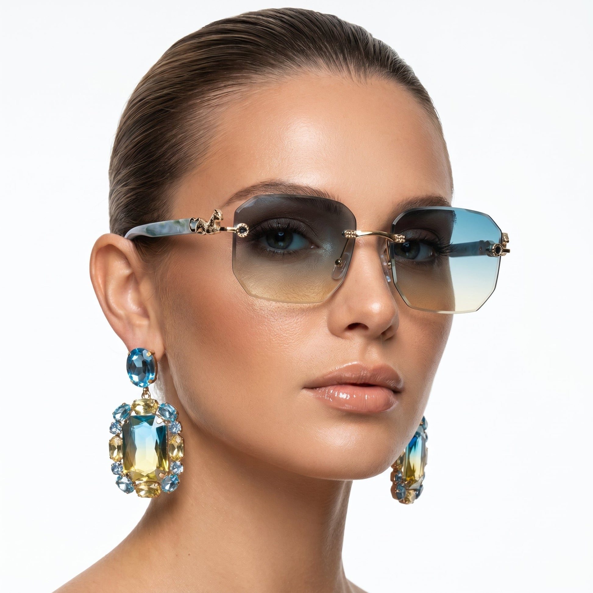 Fashionable unisex rimless eyewear, designed for optimal UV protection and eye comfort.