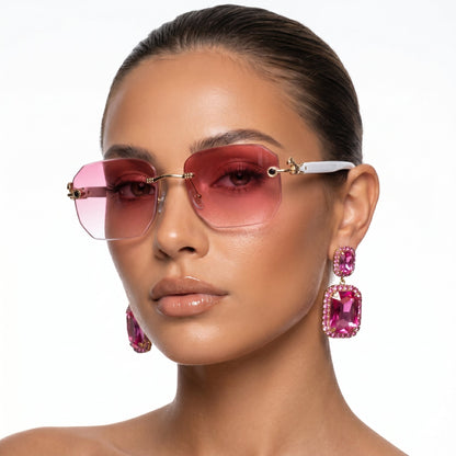 Unisex rimless sunglasses, perfect for daily wear, providing advanced UV protection and style.