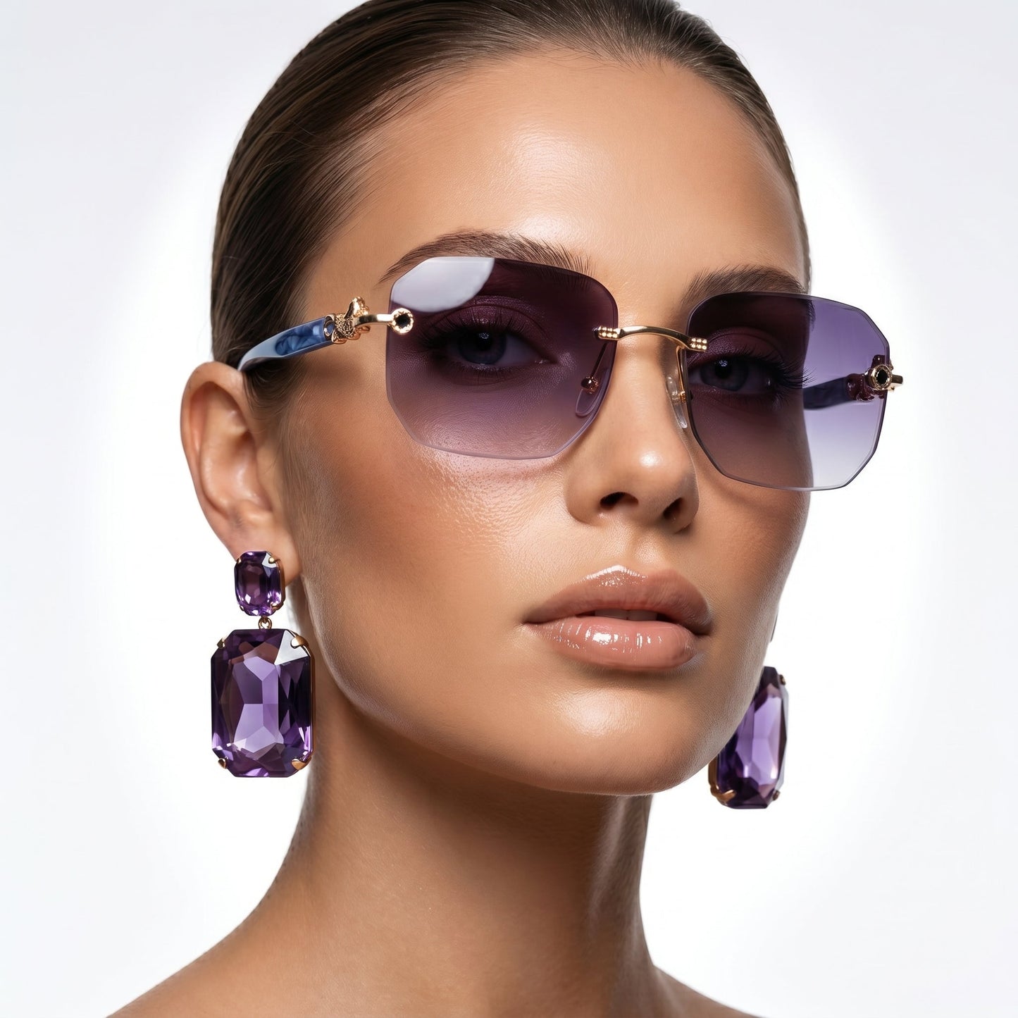 Trendy unisex rimless sunglasses with durable frames and lenses for ultimate UV eye protection.