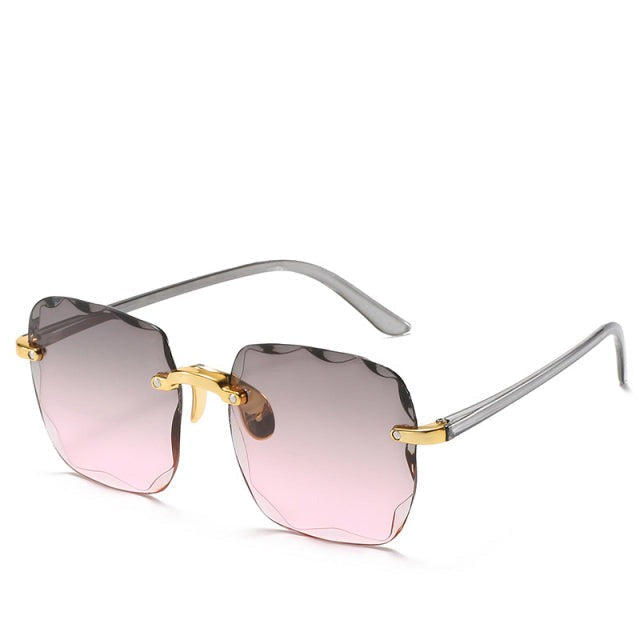 Unisex square frame rimless vintage sunglasses, a versatile fashion accessory with UV400 eye protection.