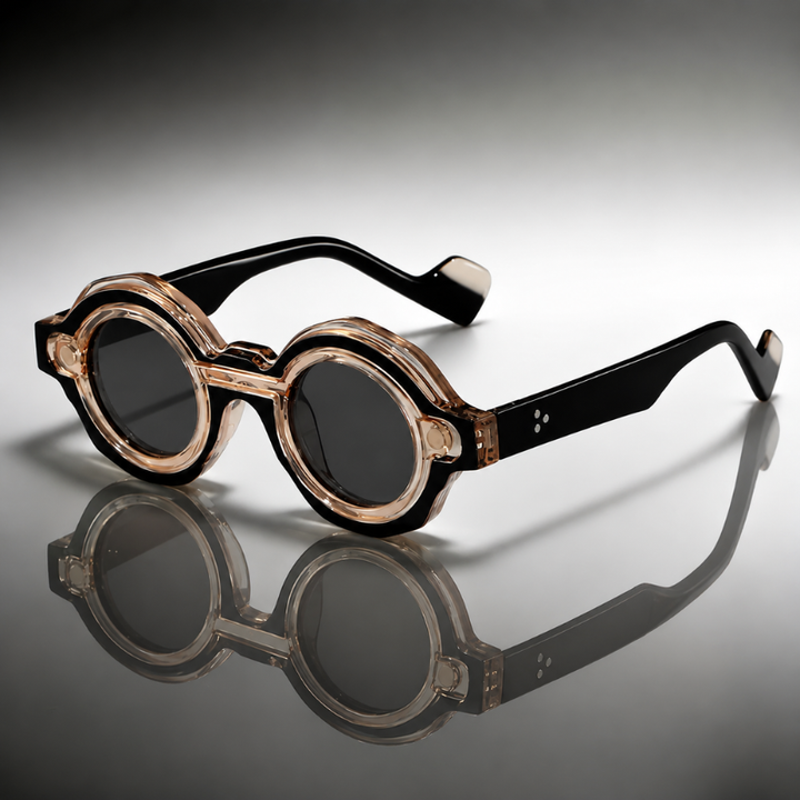 Fashionable unisex round eyewear with acetate frame, providing superior UV protection for all seasons.