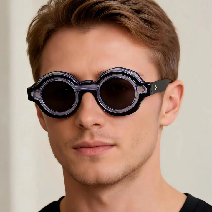 Premium unisex round retro sunglasses, crafted with an acetate frame for style & UV eye protection.