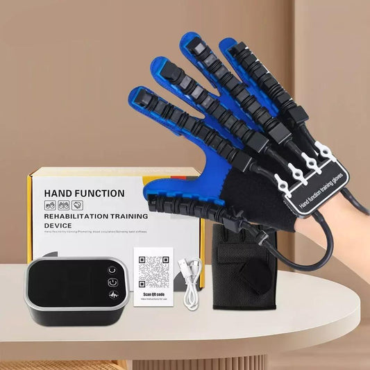 Unisex robot hand rehabilitation glove for stroke recovery and finger exercising. Enhances motor skills.