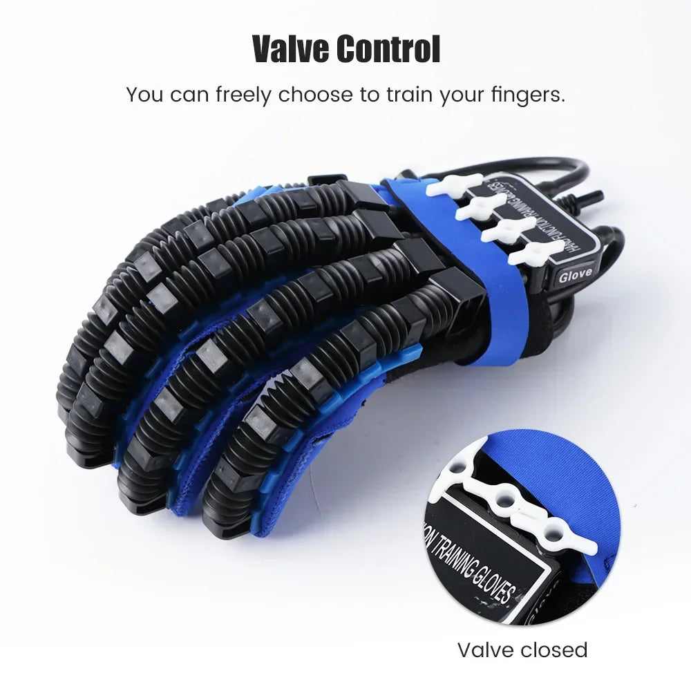 Robot glove aiding hand & finger recovery for hemiplegia or cerebral infarction stroke patients. Physical therapy aid.