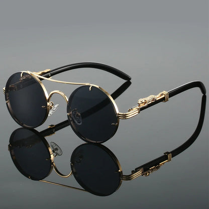 Unisex round frame UV protection sunglasses, perfect for stylish shades and summer outdoor activities.