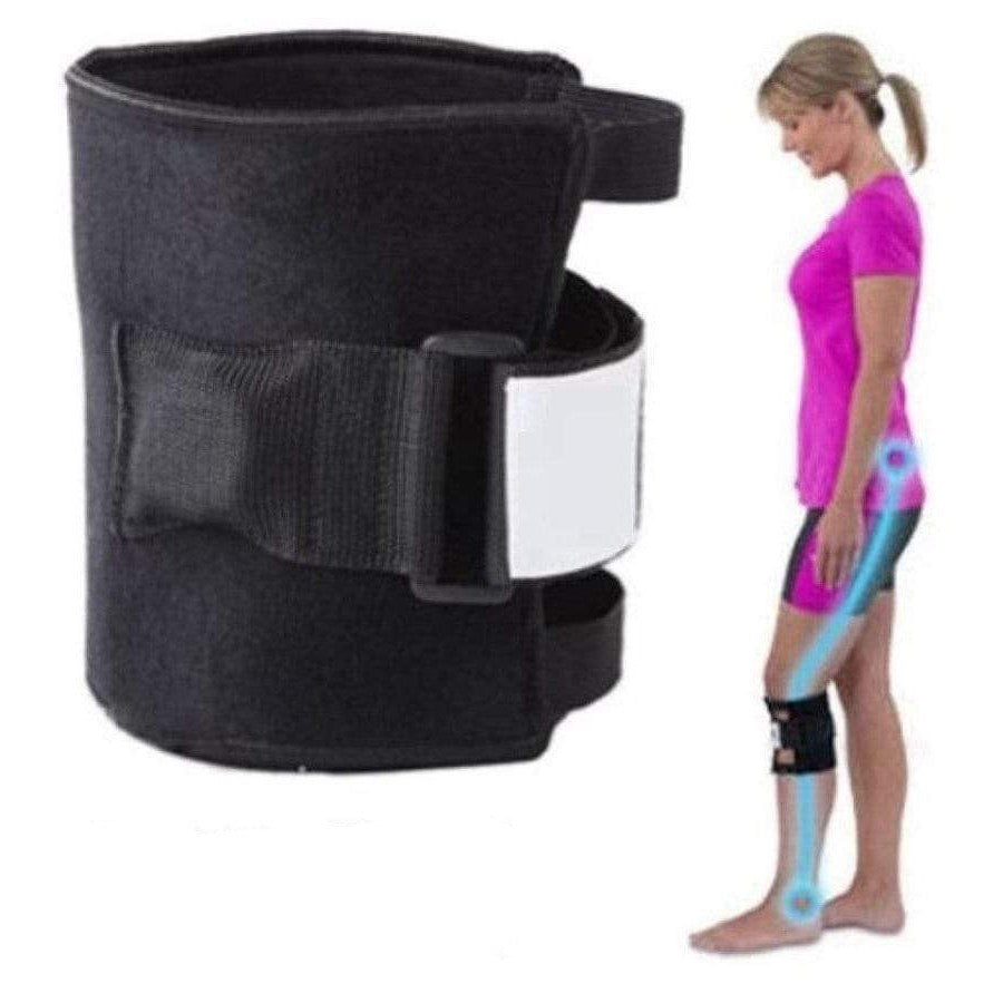 Adjustable unisex acupressure leg brace providing sciatic nerve pain relief, back support, & rehabilitation.