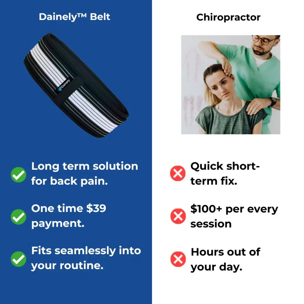 Ergonomic back brace for sciatica relief, SI joint stability, and improved posture.