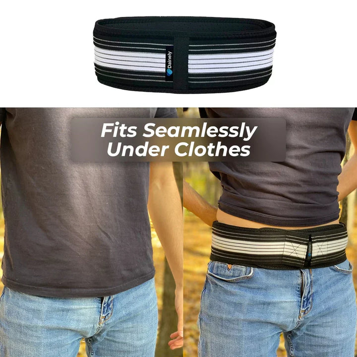 Adjustable support belt for sciatica, SI joint dysfunction, and chronic hip pain.