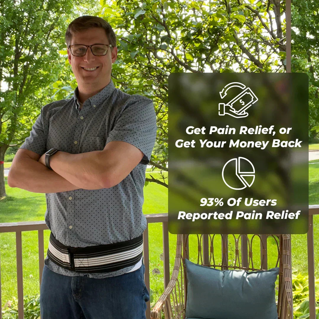 Sciatica pain relief belt, ergonomic design for lumbar and SI joint support, unisex.