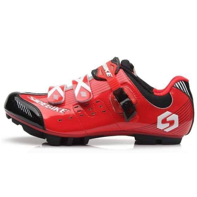 Unisex road cycling shoes, black and yellow, with self-locking cleats, photographed on a white background.