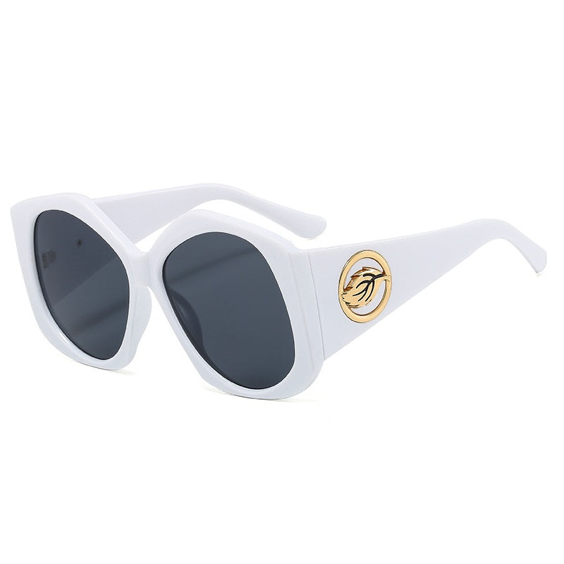 Front view of sharp rhombus sunglasses, bold and sharp edges. Trendy unisex eyewear.
