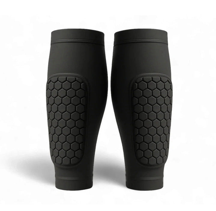 Unisex shin guards for skiing and soccer, providing essential sports protection and leg support.