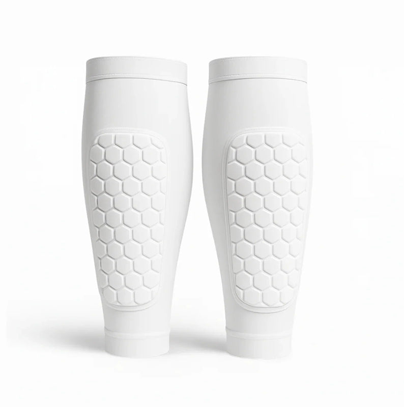 Versatile unisex shin protectors offering superior leg support for both skiing and soccer players.