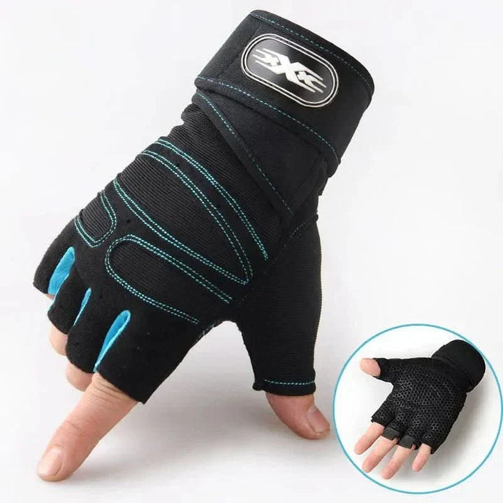Unisex exercise gloves with excellent hand protection, shock resistance & strong wrist support.