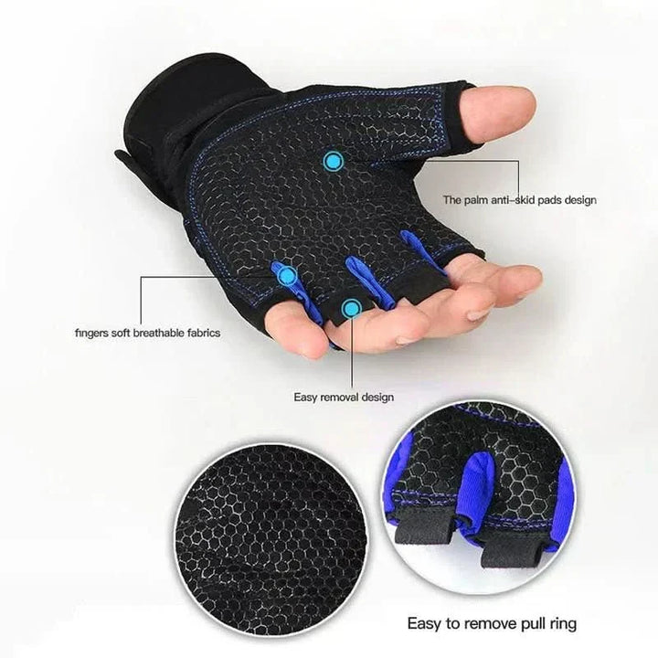 Premium gym gloves with wrist support for men & women. Ideal for heavy weightlifting & training.