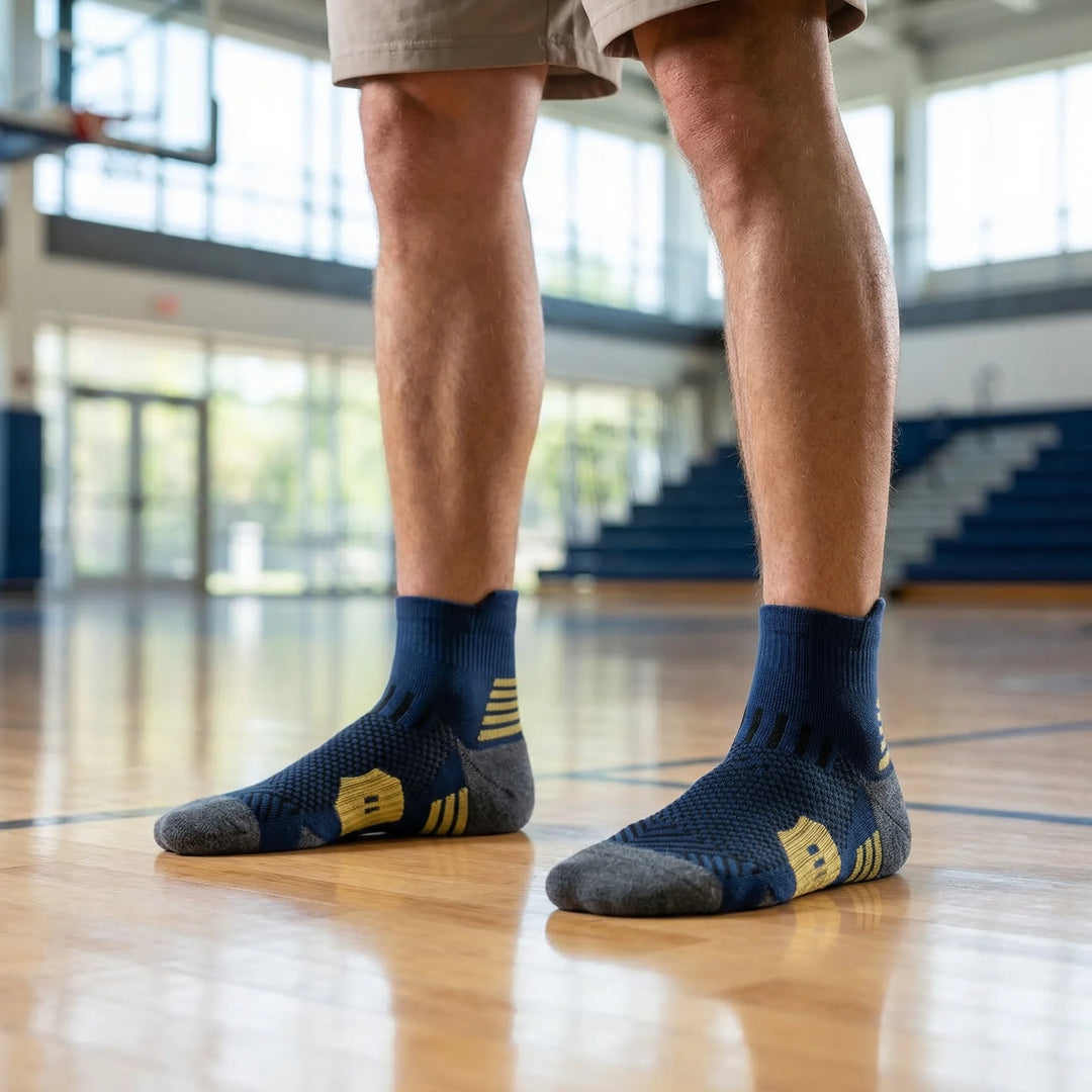Unisex short ankle sports training socks, ideal for athletes. Performance athletic wear with cushioned support.