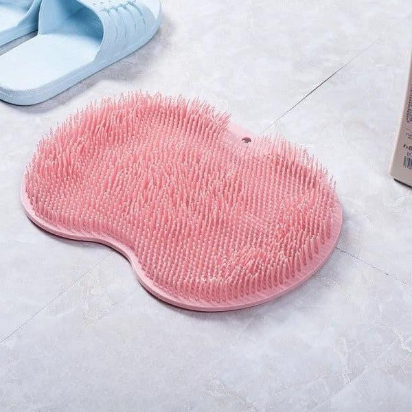 Unisex massaging shower scrubber for back & feet. Silicone brush with suction cups for deep cleansing & exfoliation.