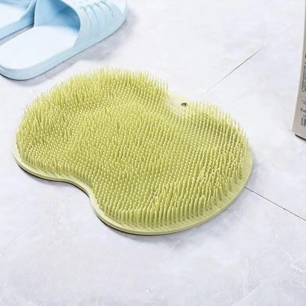 Versatile unisex silicone shower brush for massaging back & feet. Exfoliating scrubber with suction cups for spa care.