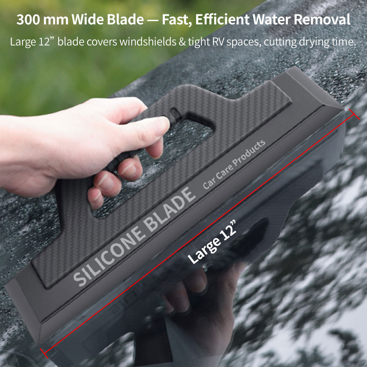 Flexible silicone car window wiper for quick drying, an essential auto detailing and care accessory.