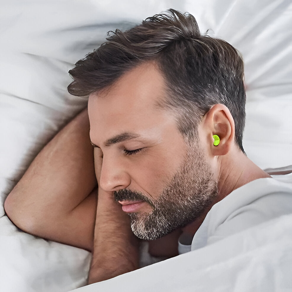 Unisex silent earplugs in a compact case. Perfect for blocking snoring & achieving serene sleep at home or traveling.
