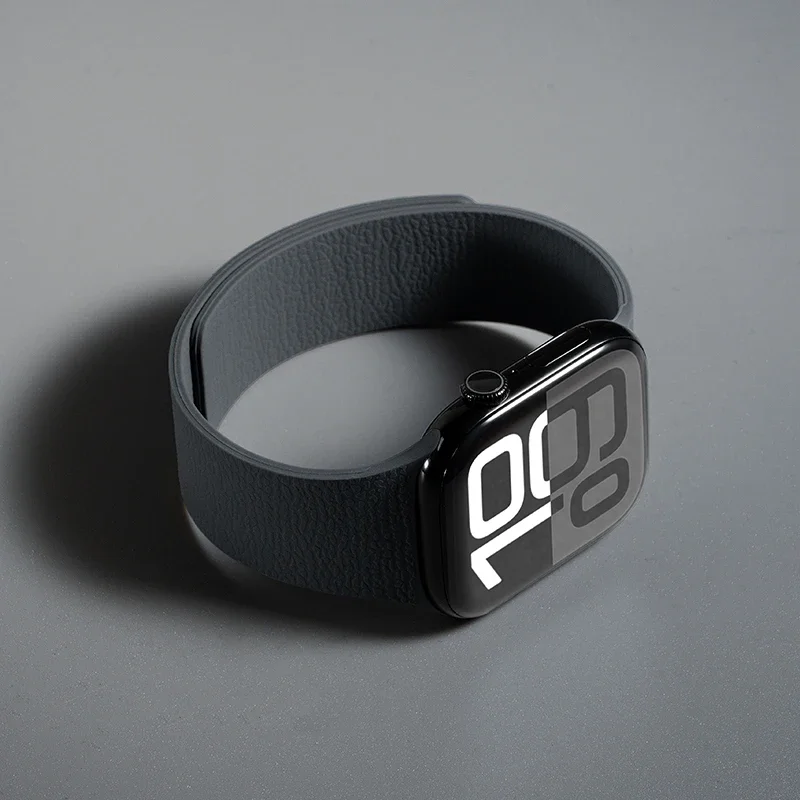 Comfortable unisex silicone band, lightweight & flexible for extended smartwatch wear.