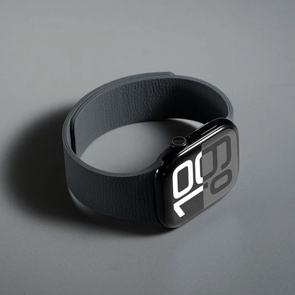 Comfortable unisex silicone band, lightweight & flexible for extended smartwatch wear.