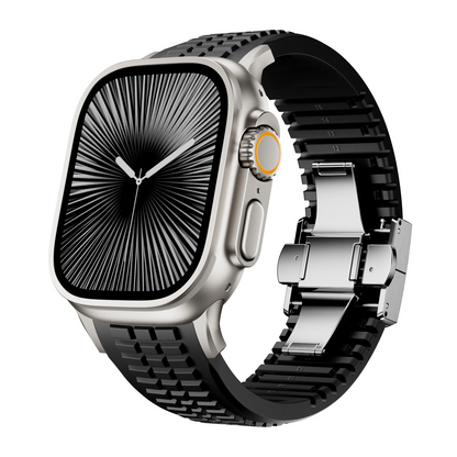 Unisex silicone smartwatch band with quick-release, comfortable & durable.