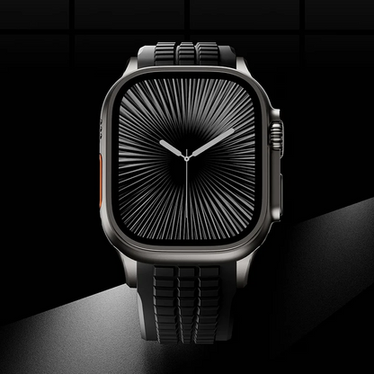 Hypoallergenic silicone watch band, comfortable for all-day wear.
