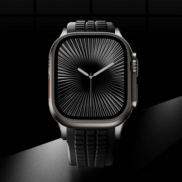 Hypoallergenic silicone watch band, comfortable for all-day wear.