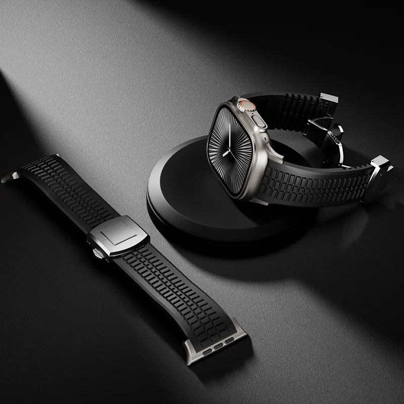 Quick-release silicone smartwatch strap, durable & stylish, easy to change.