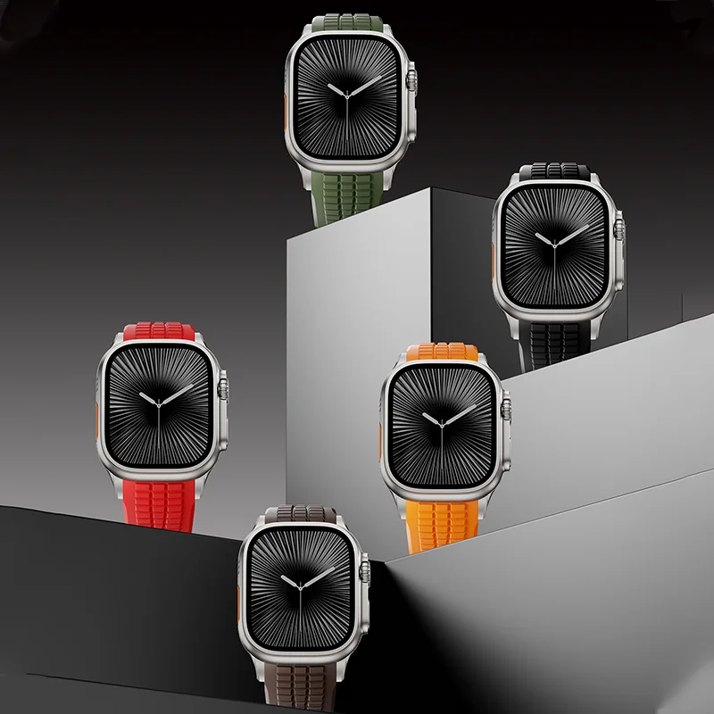 Premium silicone watch band, titanium buckle, comfortable & durable.