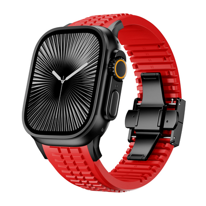 High-quality silicone smartwatch replacement band with titanium clasp.