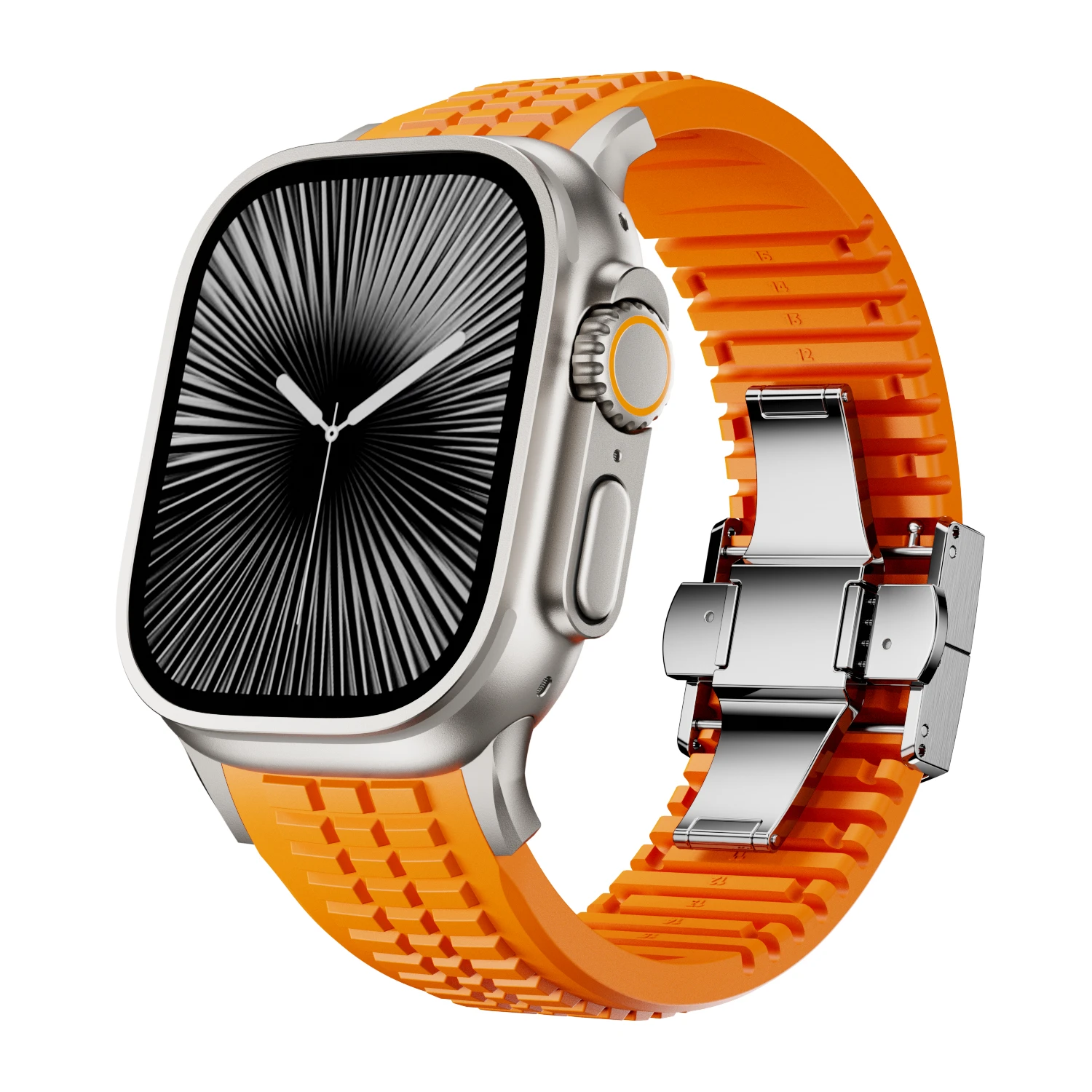 Comfortable hypoallergenic silicone watch band, quick-release feature.