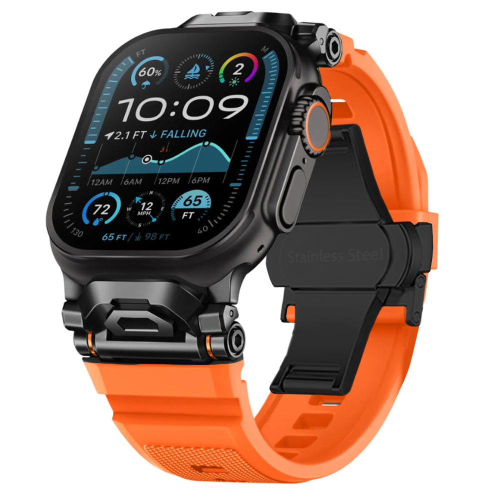 Premium unisex silicone watchband, mecha lugs, compatible with most smartwatches.