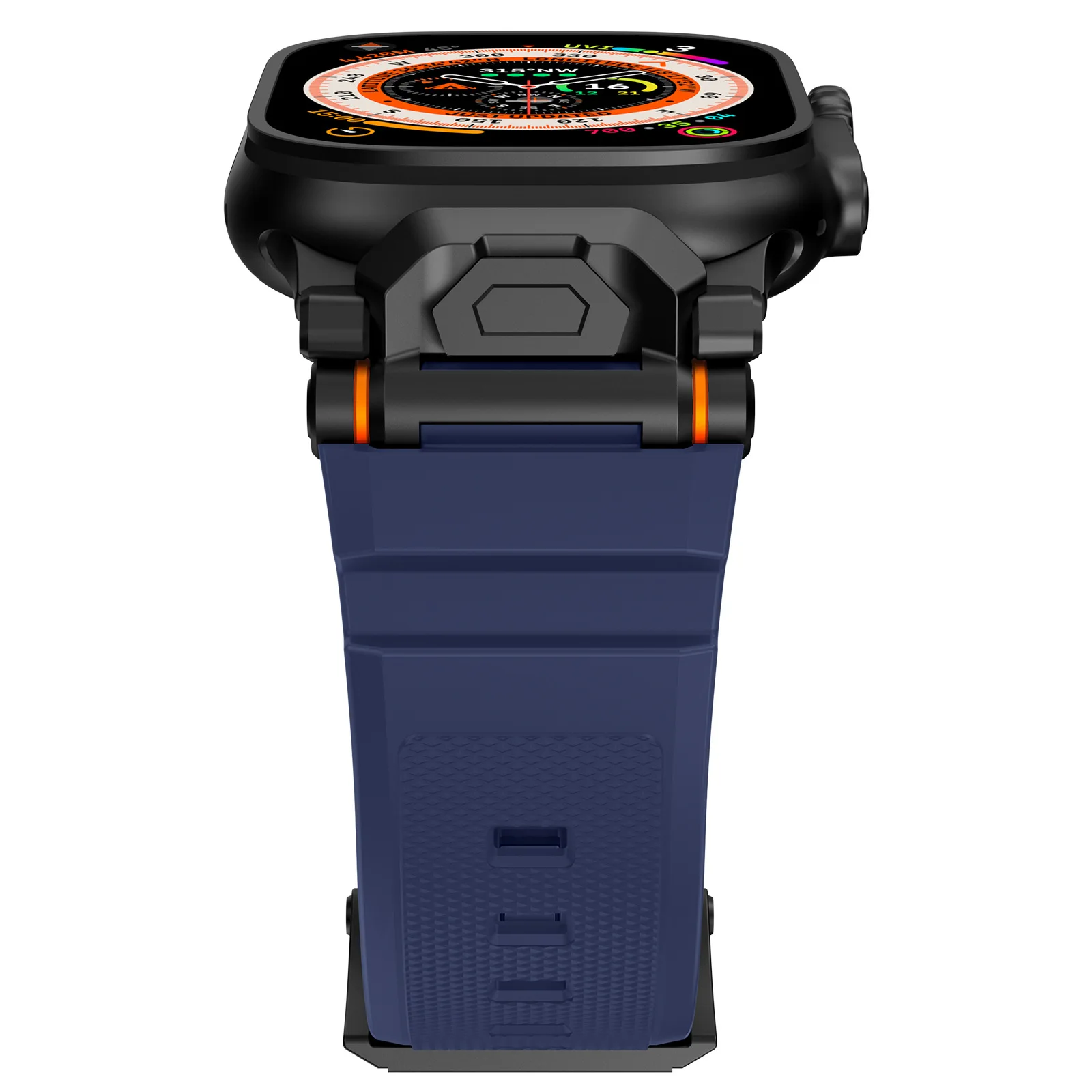 Fashionable unisex silicone watchband, durable mecha lugs for secure connection.