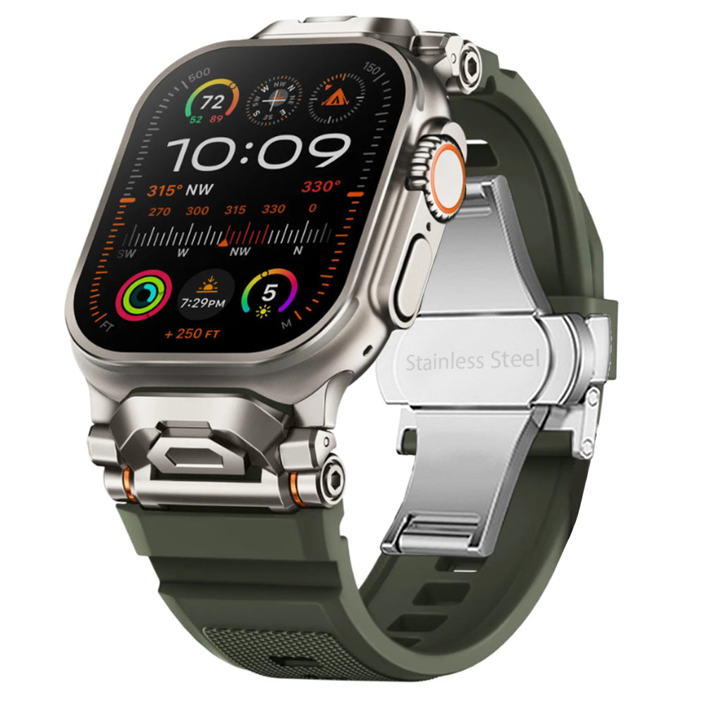Silicone replacement strap for smartwatches, unisex design, durable mecha lugs.