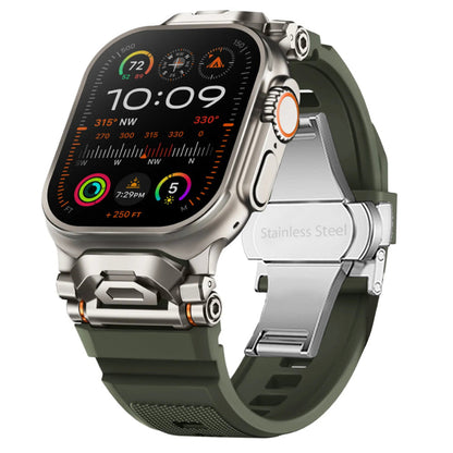 Silicone replacement strap for smartwatches, unisex design, durable mecha lugs.