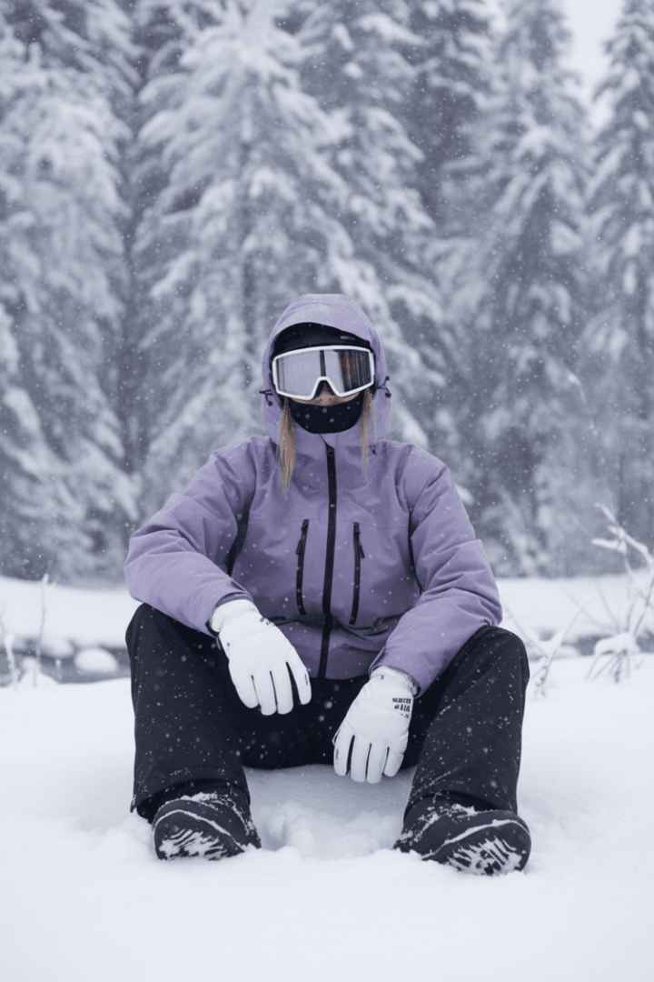 Skier in a unisex weatherproof ski & snowboard jacket, enjoying winter sports. Perfect for cold weather.