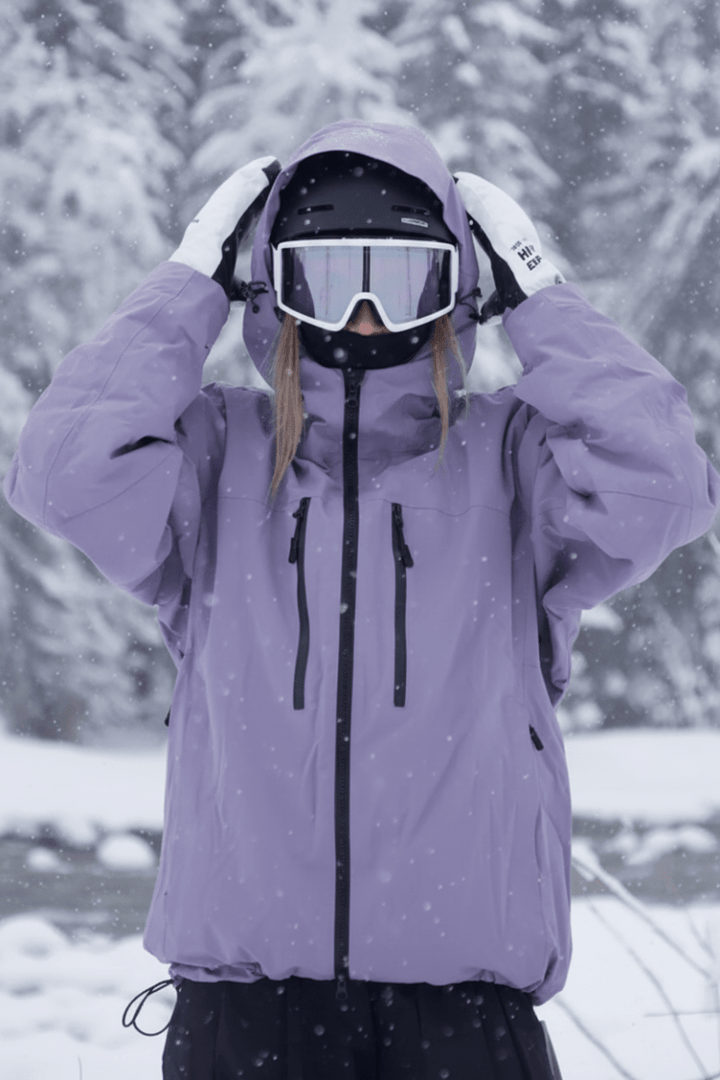 Warm unisex winter sports jacket for skiing & snowboarding. Weatherproof shell with adjustable hood for comfort.