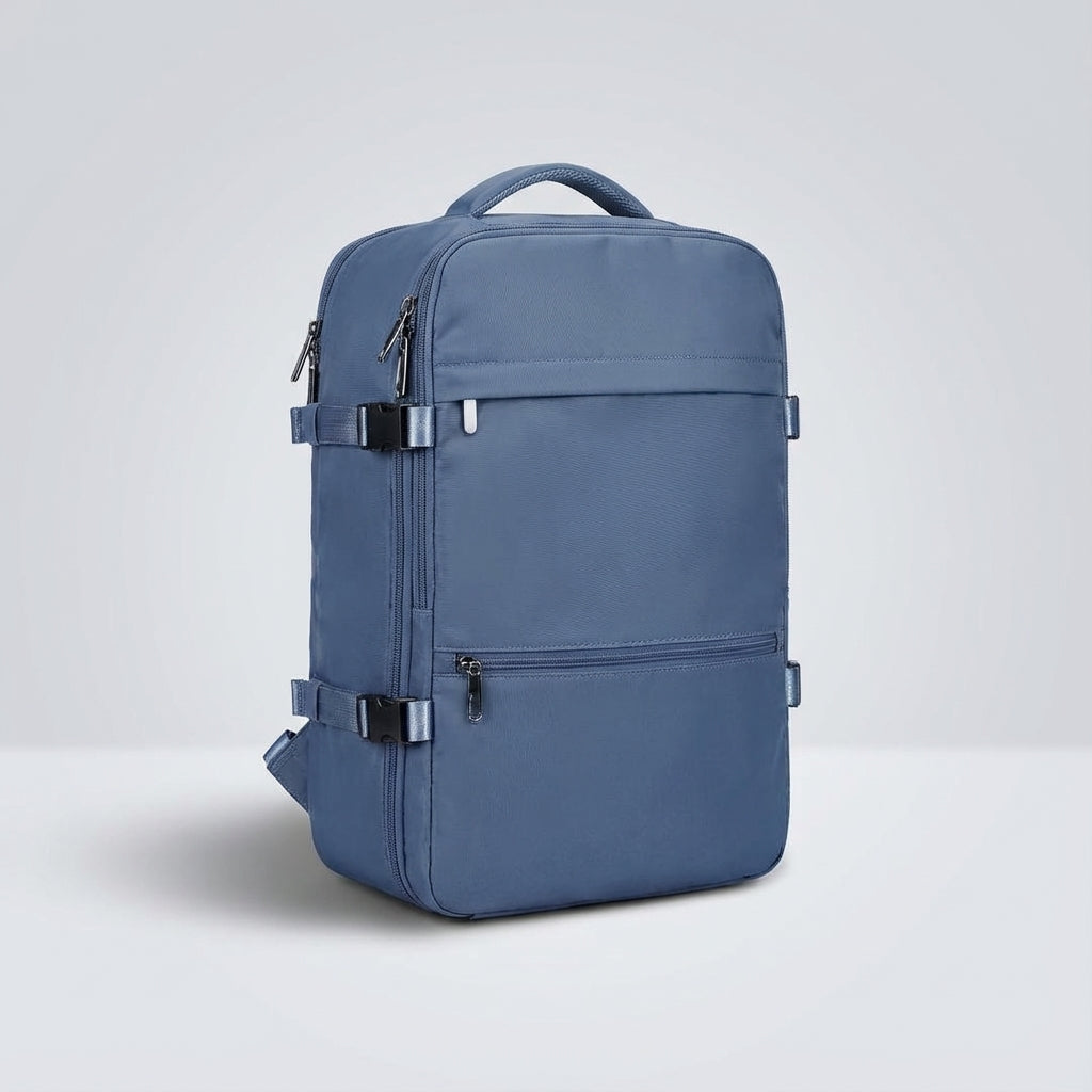Anti-theft airport friendly carry-on travel backpack for weekend trips, secure and spacious.
