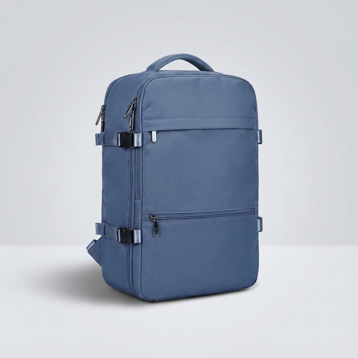 Anti-theft airport friendly carry-on travel backpack for weekend trips, secure and spacious.