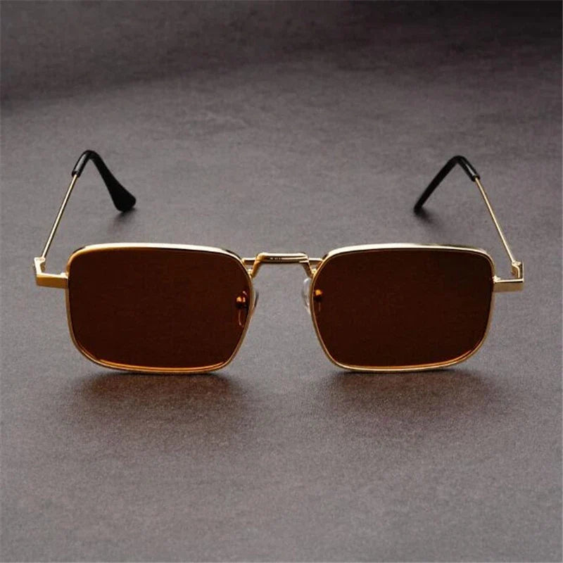 Fashion-forward unisex rectangular sunglasses, featuring a lightweight metal frame and chic color lenses.