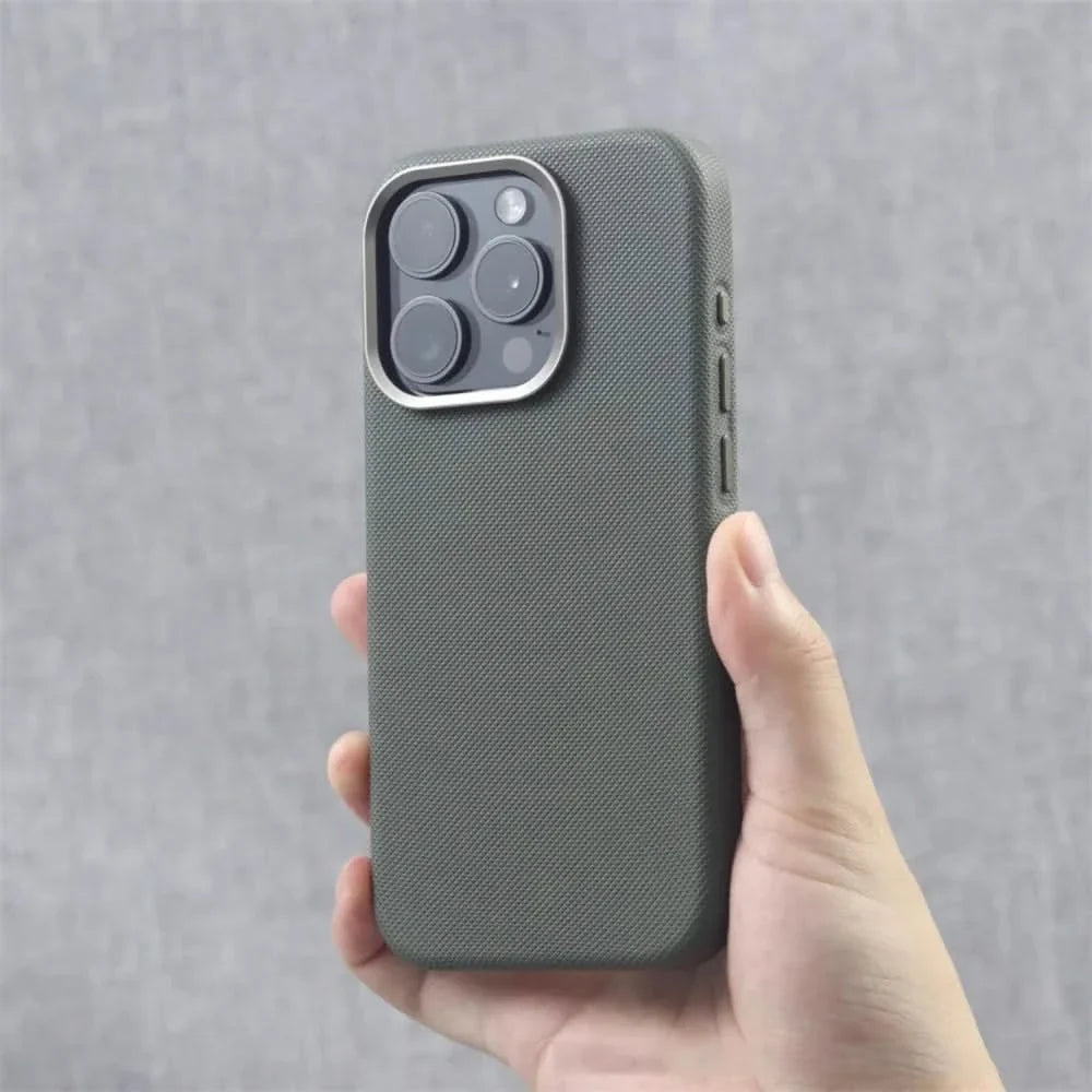 Magsafe compatible slim iPhone case with textured grip, providing stylish drop protection.