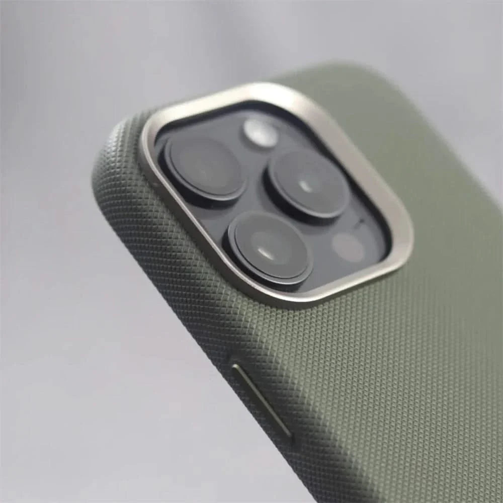 Close-up of the textured grip on a slim protective iPhone case, enhancing hold, safety & style.