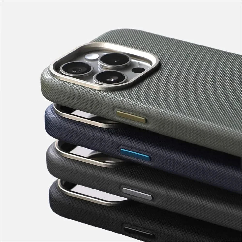 Back view of a modern, slim protective iPhone case with a stylish textured grip for enhanced drop protection.