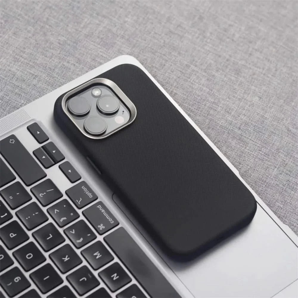 Protective cell phone case for iPhone, slim design with an ergonomic textured grip. A durable phone accessory.