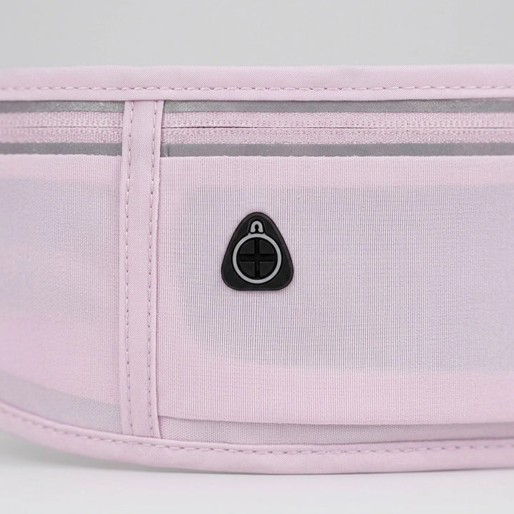 Reflective slim sports waist belt for secure phone holder. Unisex running pack, essential activewear accessory.